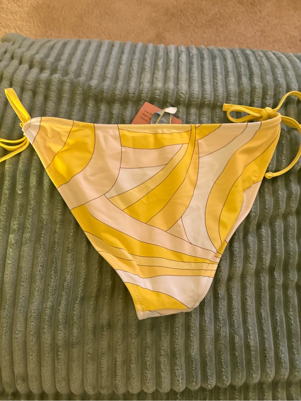 Shade & Shore Yellow and White Swirl Tie-Side Bikini Bottom